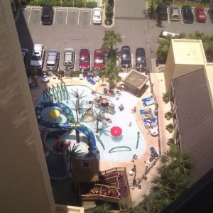 Day drinking on the top floor of my hotel.