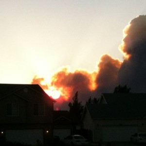 Sun through smoke of wild land fire just west of me