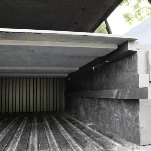 Underside view of bed cabinet