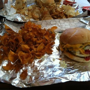 Lumpy burger with sweet potato screwy fries FTW!