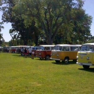 Massive vw show in nampa. My buddies bus is the bright yellow one 2nd from 