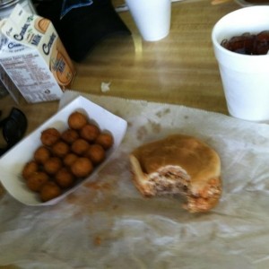 Hushpuppies, chopped pork BBQ sandwich and cheerwine. I have missed you so.