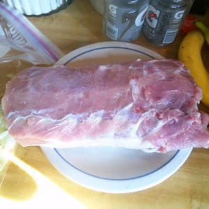 prepping the roast for merinade for tomorrows all day slow cook crock pot :