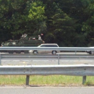 Convoy of about 10 of these and a couple humvees.