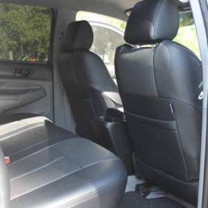 Back door view of the leather seat covers