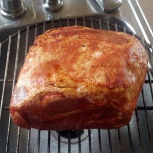 Pork shoulder going on the smoker