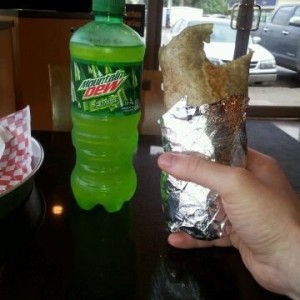 Mucho burrito & mountain Dew!! This message was sent from a Bell mobile
