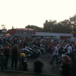 Krappy and I at a moto rally for a rider who was killed Tuesday morning