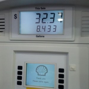 The prius' first tank of gas.... lol
