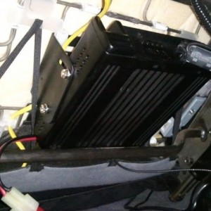 HAM radio installed under passenger seat.