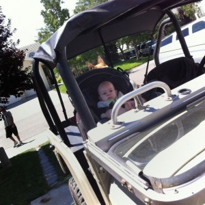 Going for a ride with the little man.