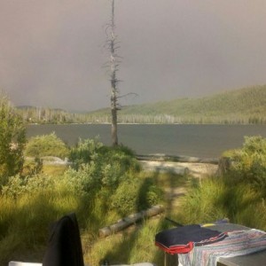Other side of the lake. All the grey is the smoke from the fires