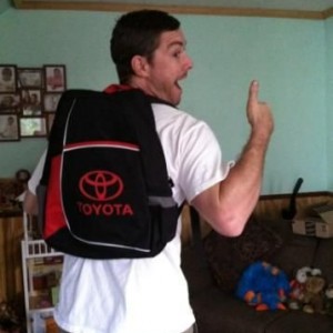Oooooweeeeeeee I gots my free Toyota backpack.