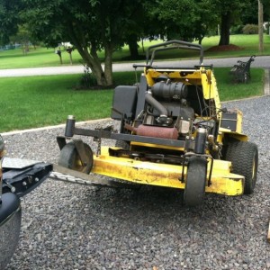 Flexing the mower.