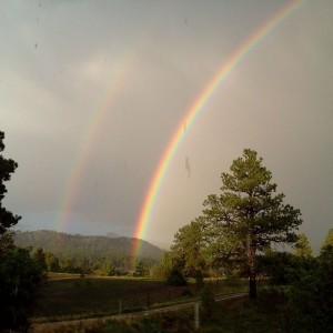 Double rainbow omg what does that mean?!?!?!! Lol This picture message or v