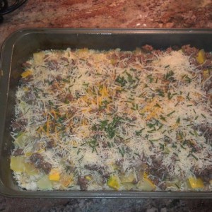Made on the fly no recipe use the excess squash man's casserole.