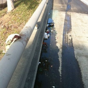 Another day in the office. Bloody rag from last nights roll over