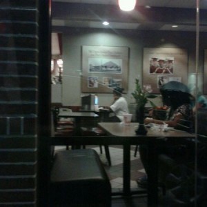Was in the drive thru at chick fil a and saw this lady.. she brought a tv i