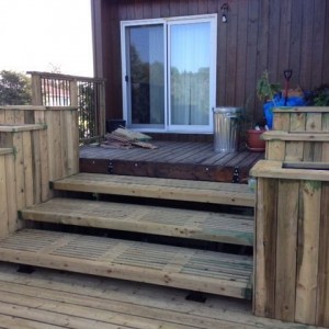View of deck going up towards 2nd floor