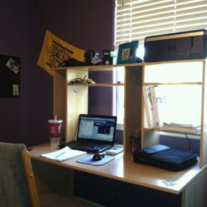 New desk. 30 off Craigslist. So much room for activities!