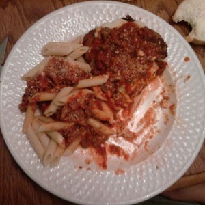 Homemade chicken parmesan zita and meat sauce ftw