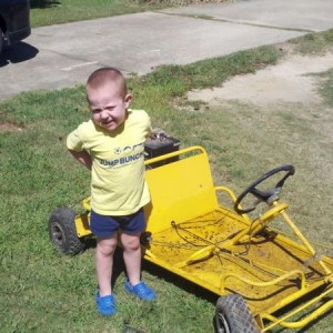 Me and little man are trying to get my old go cart running again.