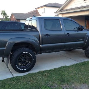 Wheels and tires on side