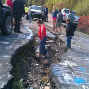Toby standing in the fault line at Centralia