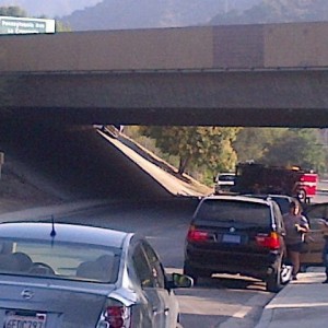 Vehicle came down the street way too fast, lost control and wedged himself 