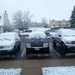 Not sure why the black jeepn isnt covered. Its my roommates and he was park
