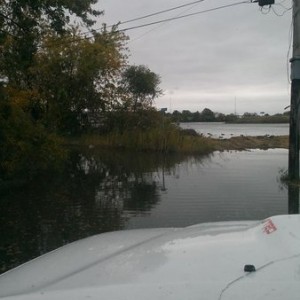 Flood water 2 hrs before crest and a day before storm.