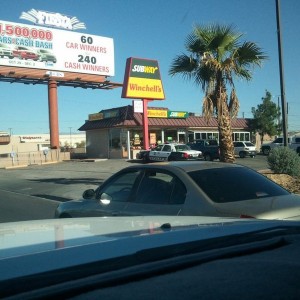 Cop at a donut shop!