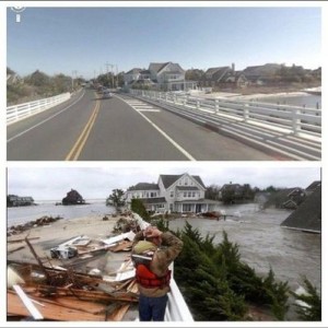 Top is before bottom is after of the mantaloking bridge in the bricktownshi