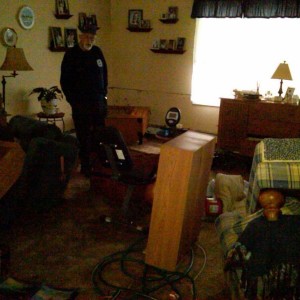 My pop standing in his living room.... You can see the surge line Sent from