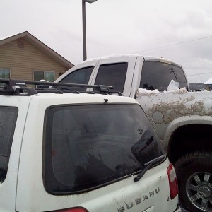 My buddies truck needs moar lift. Lol This picture message or video message