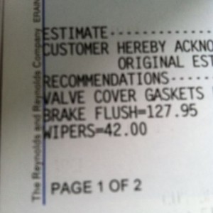 Suggestions from the dealership that i need to get done. Really Toyota 42 b