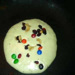 Coffee bean trail mix pancakes.