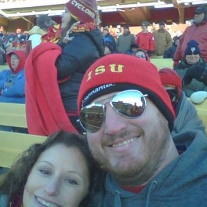 Wife and i at the iowa state game