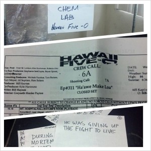 Hawaii 5-0 is using my lab room to shoot and store set props...