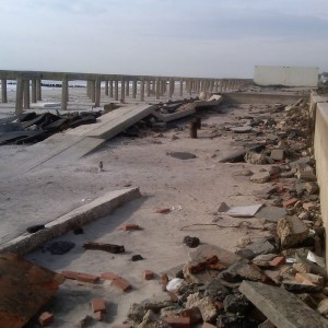 What's left of boardwalk and bathrooms and hand ball courts....whole s