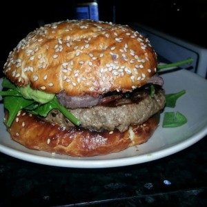 Brie, spinach, guacamole, bacon, mushroom, shrimp BURGER! !!!!!!!