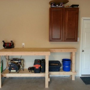 My work bench. Just a start to my garage workshop. Planning to put some peg