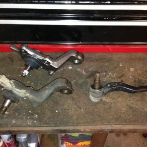 Here you go Boyd. Old and new lower ball joints and the outer TRE. No press