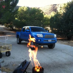 BBQ with the truck. Old chrome grill