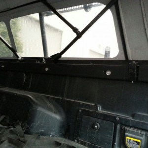 Inside view of the bed rack built over the topper.