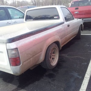 At a gun show in Missouri. Some one wrote ass hole on the tailgate in dirt