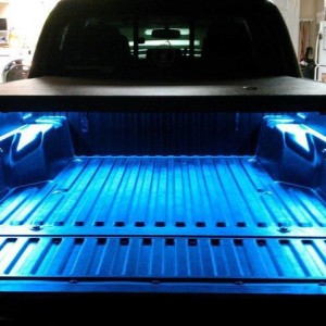 l.e.d. bed lights with bed cover on