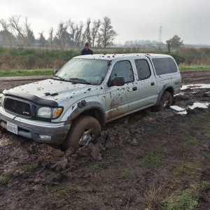 mudding, only fun till you get stuck :)