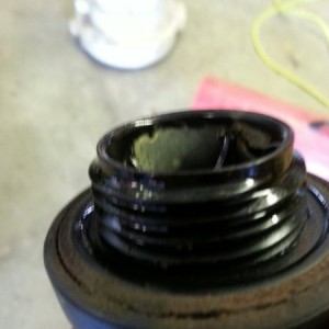 Did an oil change in my truck today, what is this white stuff on my oil cap