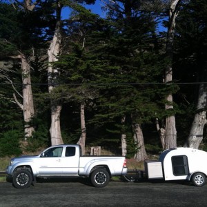 Driving up the west coast with the teardrop.